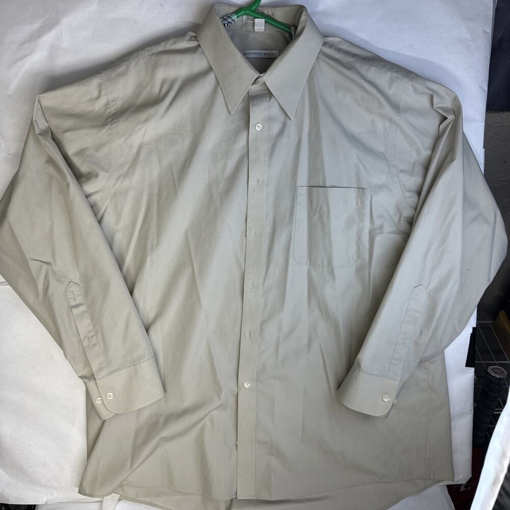 Geoffrey Beene XL Vintage Dress Shirt Wrinkle Free Cotton Blend Quick Dry Gray